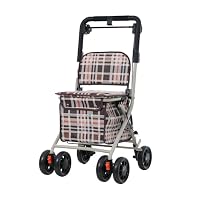 Amazon.co.jp: 折り畳み可能な高さ調整式4輪歩行車 ブラウンチェック柄